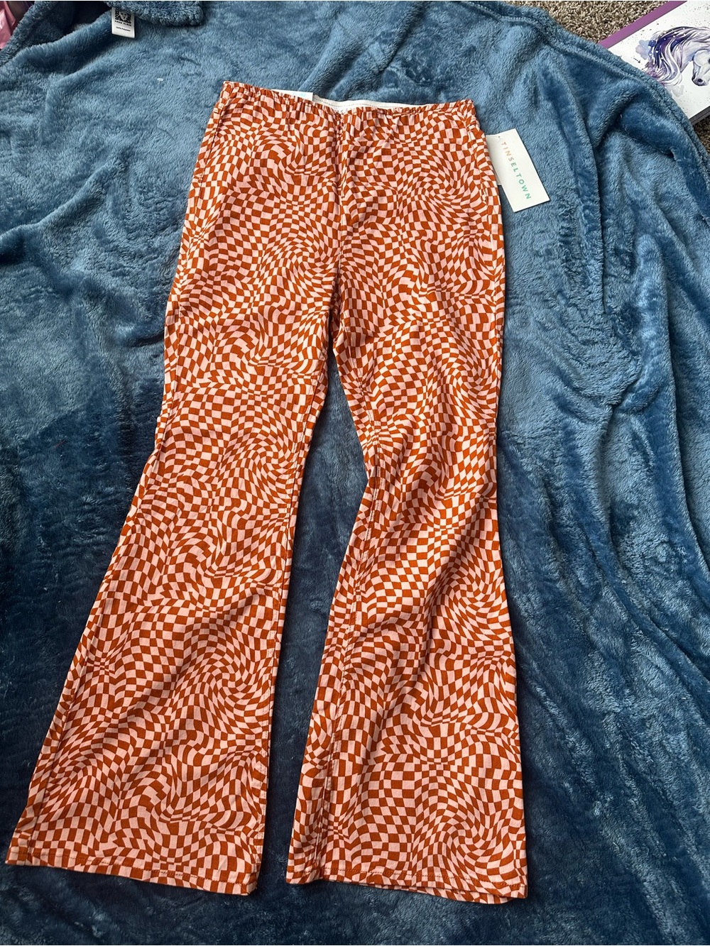 belk Orange and White Patterned Boot Cut Pants